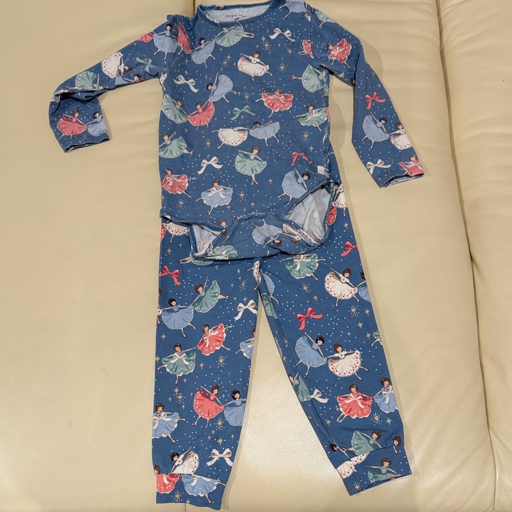 Charming Blue Kids Pajama Set with Dancing Figures